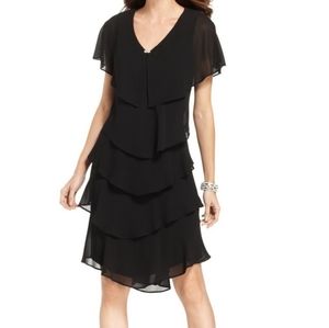 Patra black tiered rhinestone dress